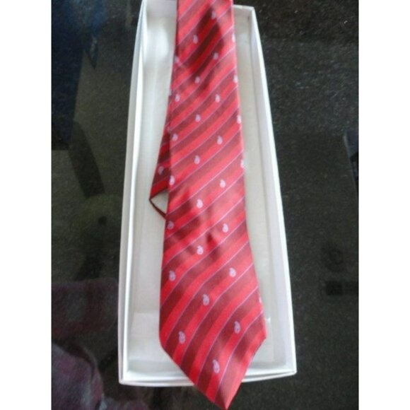 Vintage Hardy Amies From London Silk Red Blue White Striped  Vintage Hardy Amies Men\'s Necktie London All Silk Paisley Striped Red Blue